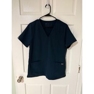 FIGS Technical Collection Navy Blue V-Neck Scrub Top Women Medium FW1100